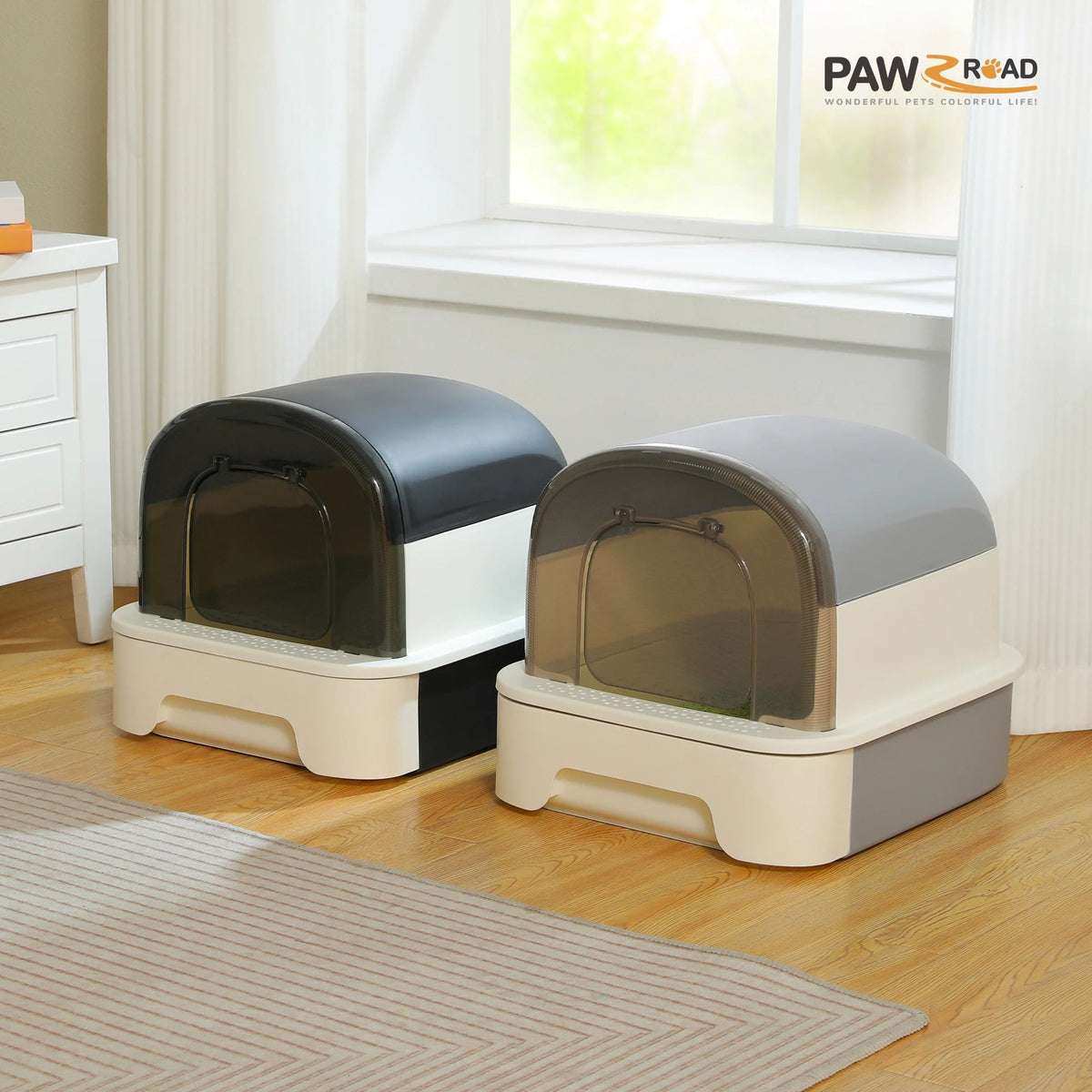 Bac À Litière Pliable Pour Chat Avec Pelle Et Couvercle, Grande Toilette Fermée De Type Tiroir Pour Intérieur, Anti-Éclaboussures, Facile À Nettoyer