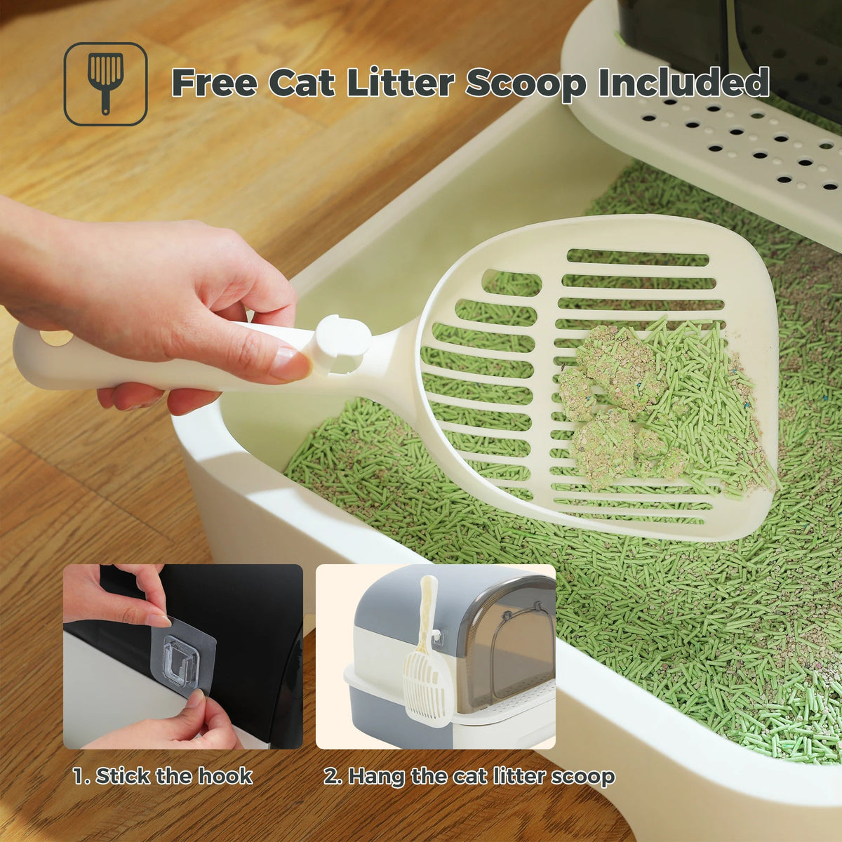 Bac À Litière Pliable Pour Chat Avec Pelle Et Couvercle, Grande Toilette Fermée De Type Tiroir Pour Intérieur, Anti-Éclaboussures, Facile À Nettoyer