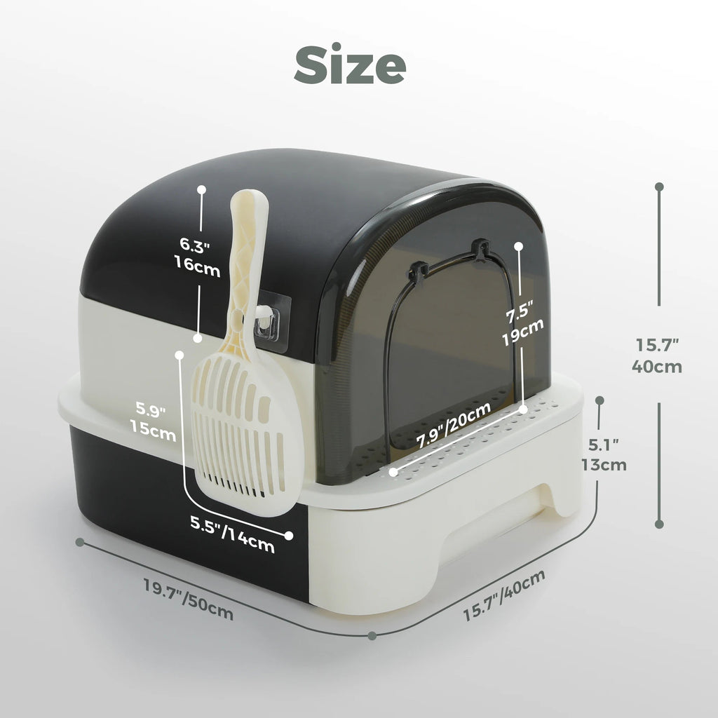 Bac À Litière Pliable Pour Chat Avec Pelle Et Couvercle, Grande Toilette Fermée De Type Tiroir Pour Intérieur, Anti-Éclaboussures, Facile À Nettoyer