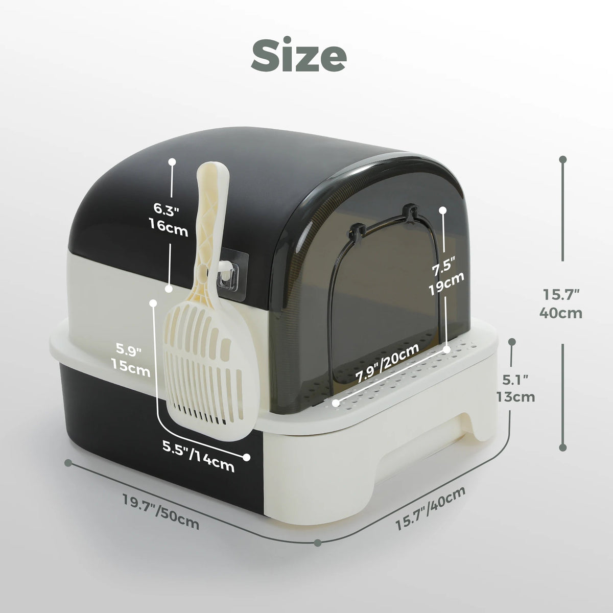 Bac À Litière Pliable Pour Chat Avec Pelle Et Couvercle, Grande Toilette Fermée De Type Tiroir Pour Intérieur, Anti-Éclaboussures, Facile À Nettoyer