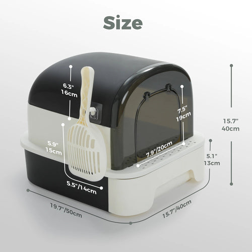 Bac À Litière Pliable Pour Chat Avec Pelle Et Couvercle, Grande Toilette Fermée De Type Tiroir Pour Intérieur, Anti-Éclaboussures, Facile À Nettoyer