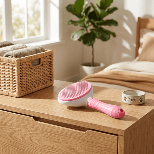 Brosse autonettoyante démêlante pour chat, vue d'ensemble