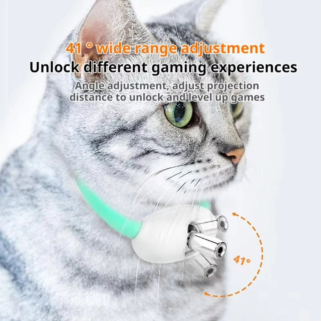 Rechargeable Laser Cat Teasing Collar Automatic Infrared Interactive Kitten Toy for Relieving Anxiety Pet Supplies