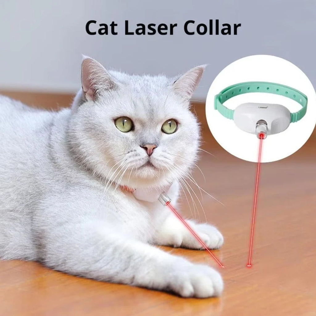 Rechargeable Laser Cat Teasing Collar Automatic Infrared Interactive Kitten Toy for Relieving Anxiety Pet Supplies