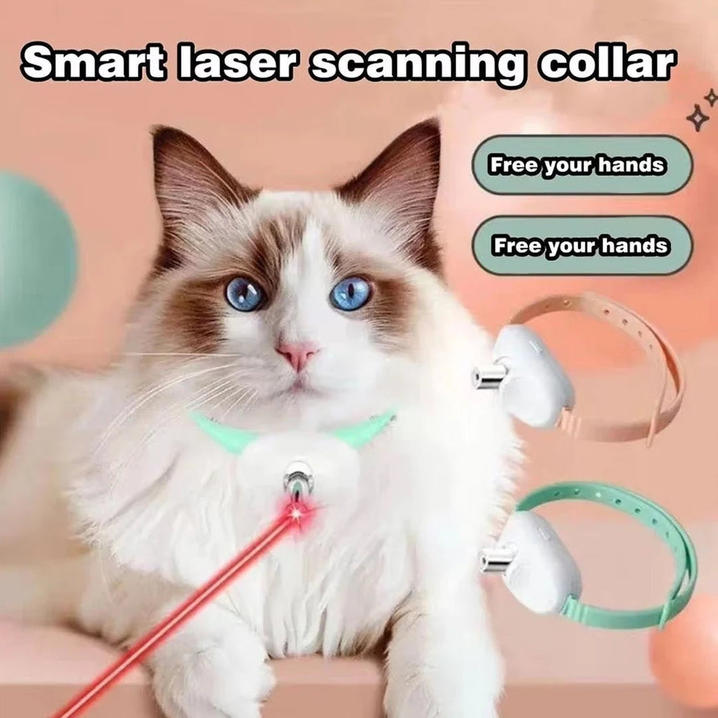 Rechargeable Laser Cat Teasing Collar Automatic Infrared Interactive Kitten Toy for Relieving Anxiety Pet Supplies