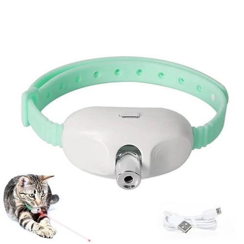 Rechargeable Laser Cat Teasing Collar Automatic Infrared Interactive Kitten Toy for Relieving Anxiety Pet Supplies
