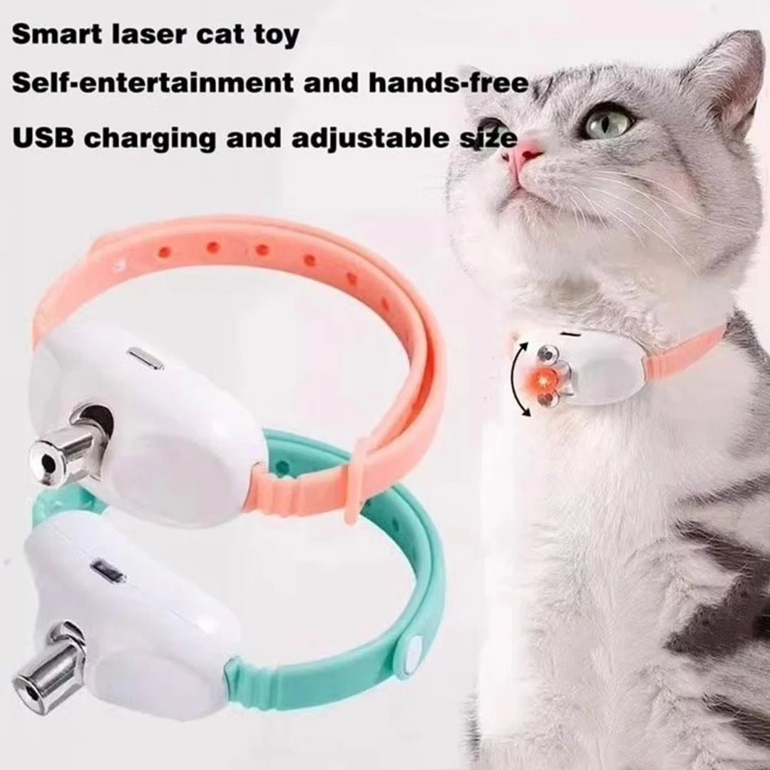 Rechargeable Laser Cat Teasing Collar Automatic Infrared Interactive Kitten Toy for Relieving Anxiety Pet Supplies