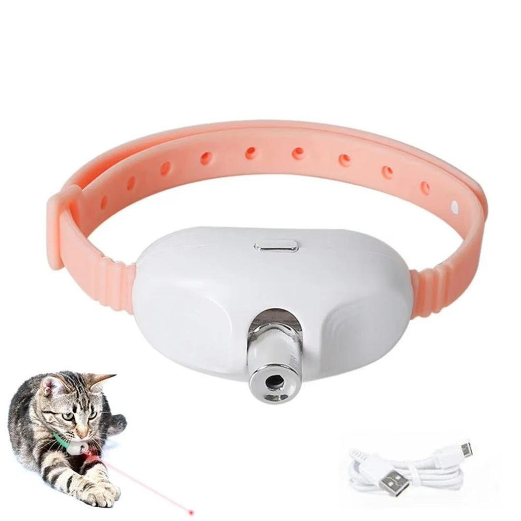 Rechargeable Laser Cat Teasing Collar Automatic Infrared Interactive Kitten Toy for Relieving Anxiety Pet Supplies