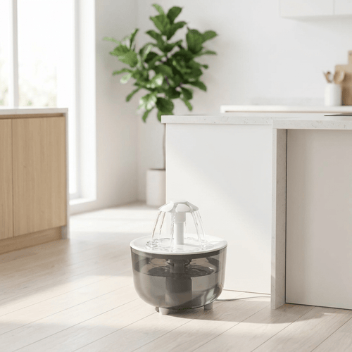Fontaine à eau silencieuse USB 1,2 L pour chat, vue d'ensemble