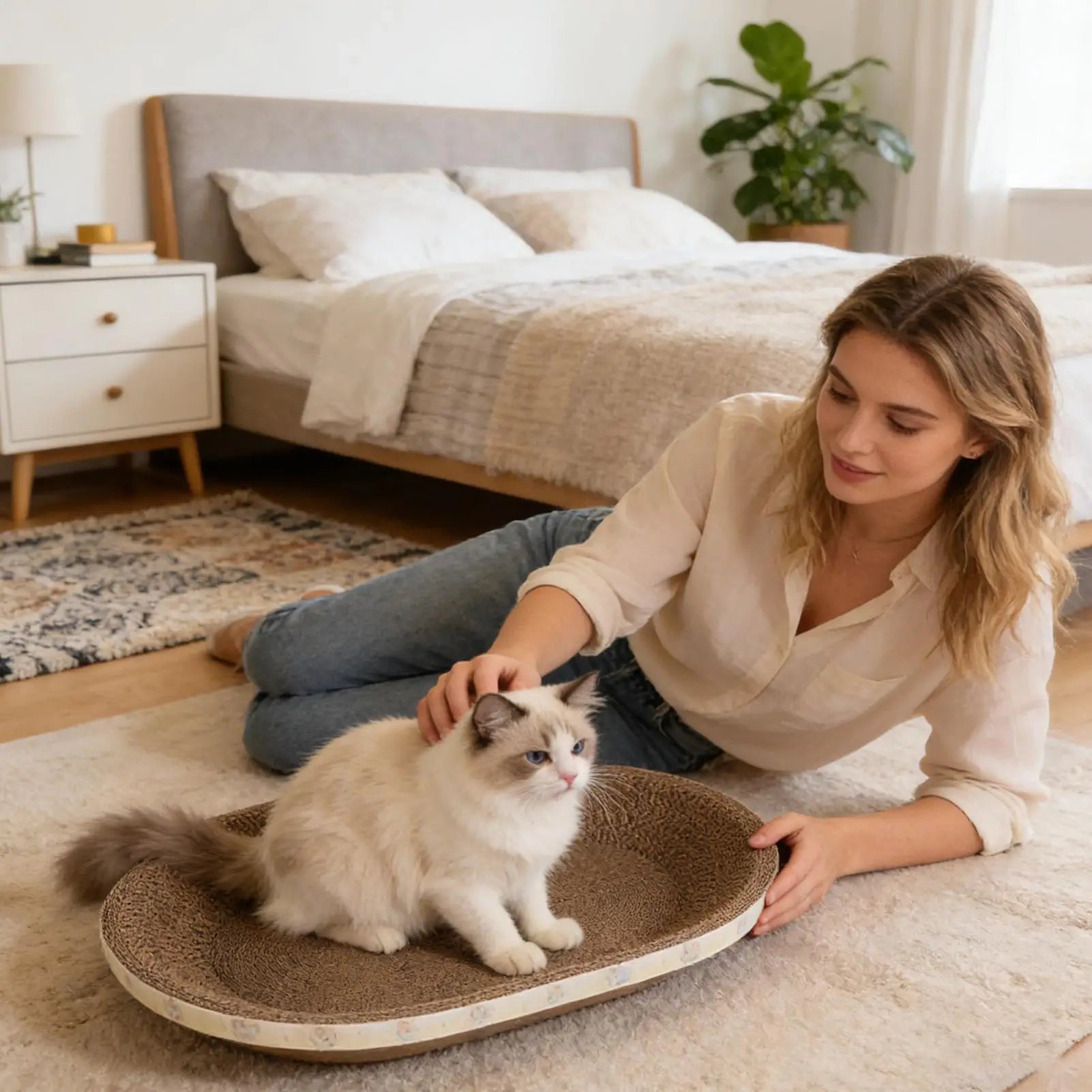 Cat Scratching Board Funny Corrugated Oval Furniture Protector Cat Scratcher Bed Pet Couch for Kitten Sleep Grinding Claw Indoor