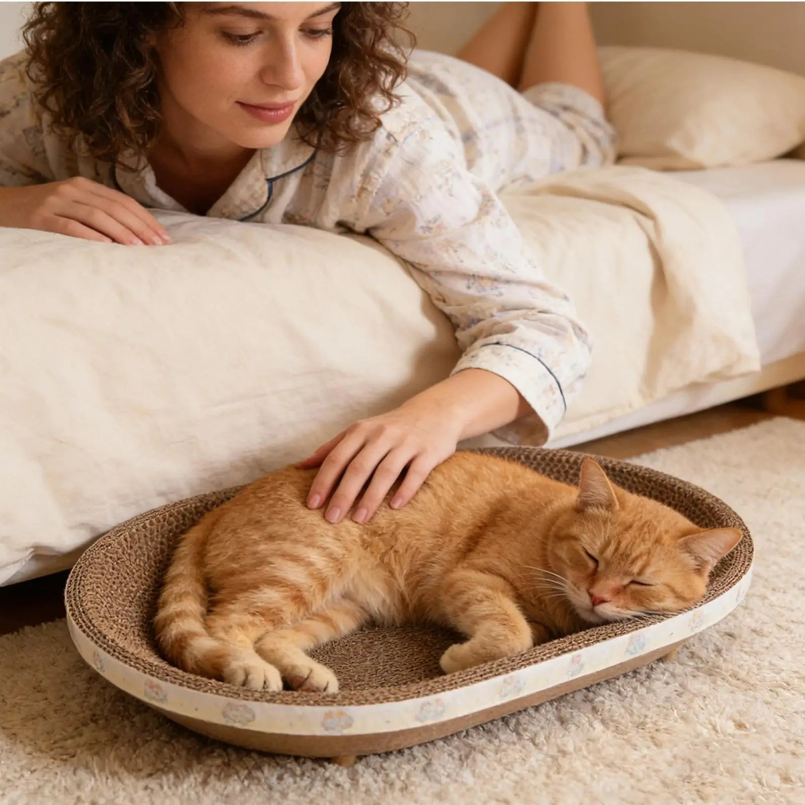 Cat Scratching Board Funny Corrugated Oval Furniture Protector Cat Scratcher Bed Pet Couch for Kitten Sleep Grinding Claw Indoor